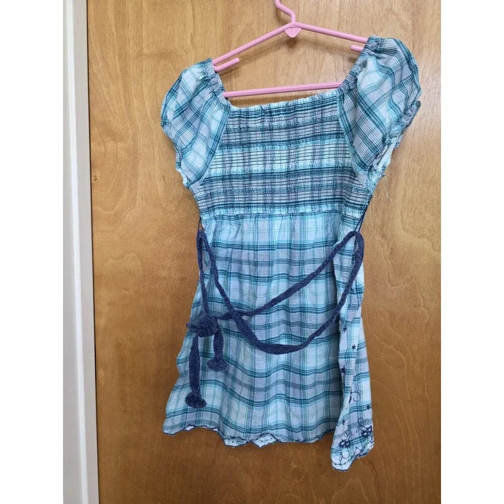 Justice size 10 plaid green and white summer dress
